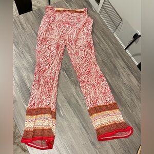 Bohemian Red Paisley Wide Leg Pants